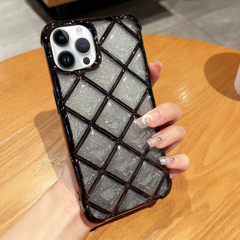3D Diamond Lattice Laser Engraving Glitter Paper Phone Case, For iPhone 14 / 13, For iPhone 15 Pro Max, For iPhone 14 Pro, For iPhone 15 Pro, For iPhone 14 Pro Max, For iPhone 13 Pro Max, For iPhone 15, For iPhone 13 Pro