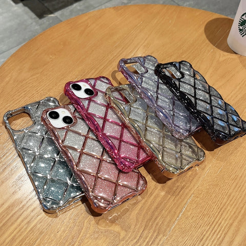 3D Diamond Lattice Laser Engraving Glitter Paper Phone Case, For iPhone 14 / 13, For iPhone 15 Pro Max, For iPhone 14 Pro, For iPhone 15 Pro, For iPhone 14 Pro Max, For iPhone 13 Pro Max, For iPhone 15, For iPhone 13 Pro