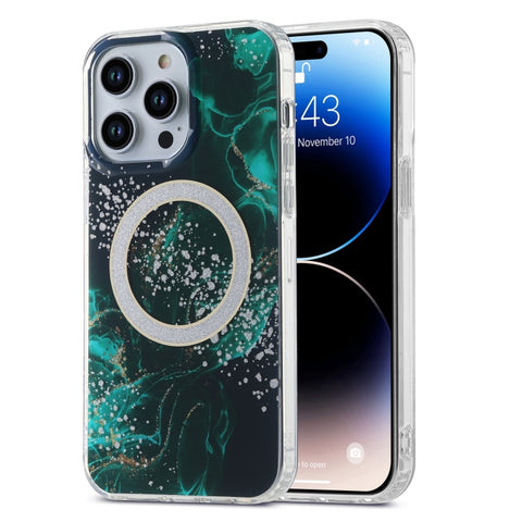 Dual-side IMD Marble Magsafe Phone Case, For iPhone 15 Pro Max, For iPhone 14, For iPhone 14 Pro, For iPhone 15 Pro, For iPhone 15 Plus, For iPhone 14 Pro Max