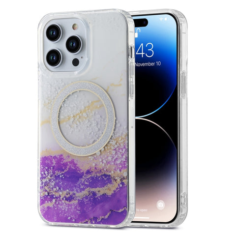 Dual-side IMD Marble Magsafe Phone Case, For iPhone 15 Pro Max, For iPhone 14, For iPhone 14 Pro, For iPhone 15 Pro, For iPhone 15 Plus, For iPhone 14 Pro Max