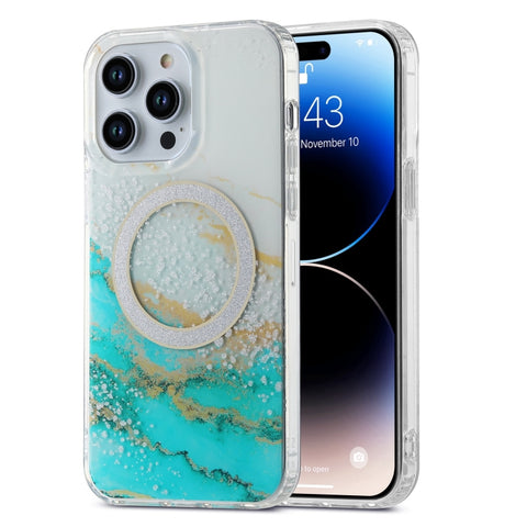 Dual-side IMD Marble Magsafe Phone Case, For iPhone 15 Pro Max, For iPhone 14, For iPhone 14 Pro, For iPhone 15 Pro, For iPhone 15 Plus, For iPhone 14 Pro Max