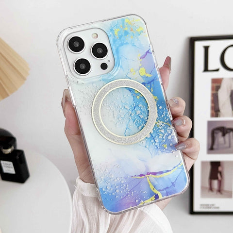 Dual-side IMD Marble Magsafe Phone Case, For iPhone 15 Pro Max, For iPhone 14, For iPhone 14 Pro, For iPhone 15 Pro, For iPhone 15 Plus, For iPhone 14 Pro Max