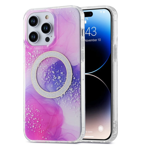 Dual-side IMD Marble Magsafe Phone Case, For iPhone 15 Pro Max, For iPhone 14, For iPhone 14 Pro, For iPhone 15 Pro, For iPhone 15 Plus, For iPhone 14 Pro Max