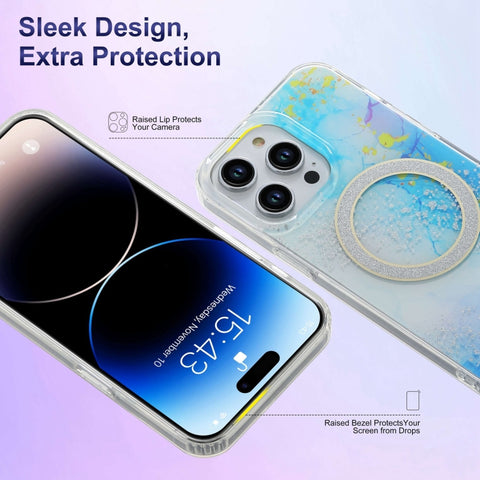Dual-side IMD Marble Magsafe Phone Case, For iPhone 15 Pro Max, For iPhone 14, For iPhone 14 Pro, For iPhone 15 Pro, For iPhone 15 Plus, For iPhone 14 Pro Max