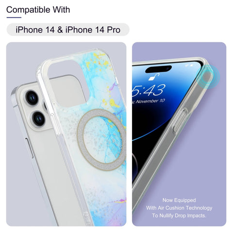 Dual-side IMD Marble Magsafe Phone Case, For iPhone 15 Pro Max, For iPhone 14, For iPhone 14 Pro, For iPhone 15 Pro, For iPhone 15 Plus, For iPhone 14 Pro Max