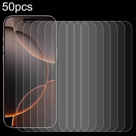 50pcs 0.26mm 9H 2.5D High Aluminum Tempered Glass Film, For iPhone 18 Pro / 17 Pro / 17, For iPhone 18 Pro Max / 17 Pro Max, For iPhone Air, For iPhone 16e / 13 / 13 Pro, For iPhone 16 Pro Max, For iPhone 16 Pro, For iPhone 16 Plus, For iPhone 16      ...