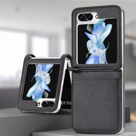 Litchi Texture PU Card Fold Back Phone Case, For Samsung Galaxy Z Flip5