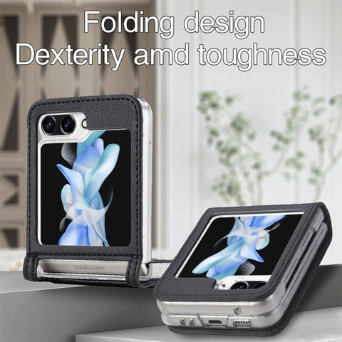 Litchi Texture PU Card Fold Back Phone Case, For Samsung Galaxy Z Flip5