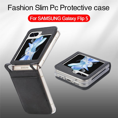Litchi Texture PU Card Fold Back Phone Case, For Samsung Galaxy Z Flip5