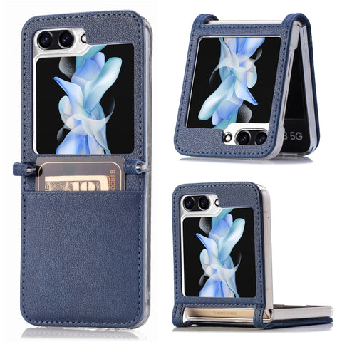 Litchi Texture PU Card Fold Back Phone Case, For Samsung Galaxy Z Flip5