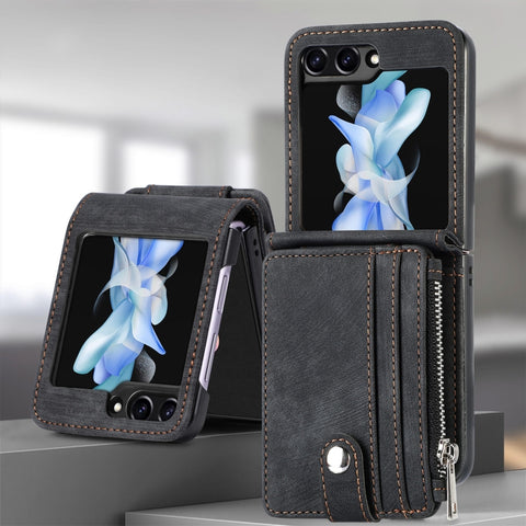 Skin-feel PU Zipper Wallet Phone Case, For Samsung Galaxy Z Flip5