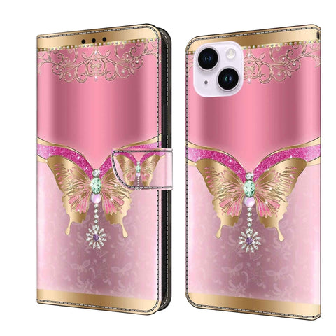 Crystal 3D Shockproof Protective Leather Phone Case, For iPhone 15 Pro Max, For iPhone 14 Plus