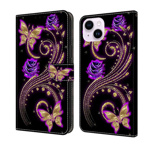 Crystal 3D Shockproof Protective Leather Phone Case, For iPhone 15 Pro Max, For iPhone 14 Plus