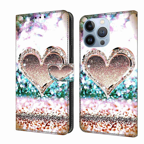 Crystal 3D Shockproof Protective Leather Phone Case, For iPhone 14 Pro Max, For iPhone 15