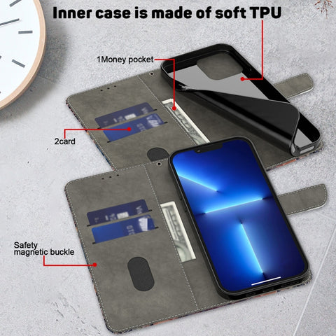 Crystal 3D Shockproof Protective Leather Phone Case, For iPhone 15 Pro Max, For iPhone 14 Plus