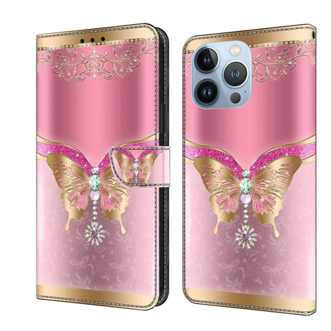 Crystal 3D Shockproof Protective Leather Phone Case, For iPhone 15 Pro Max, For iPhone 14 Plus