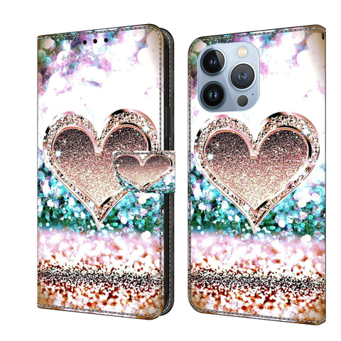 Crystal 3D Shockproof Protective Leather Phone Case, For iPhone 15 Pro Max, For iPhone 14 Plus