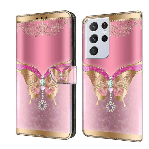 Crystal 3D Shockproof Protective Leather Phone Case, For Samsung Galaxy S21+, For Samsung Galaxy S21 Ultra
