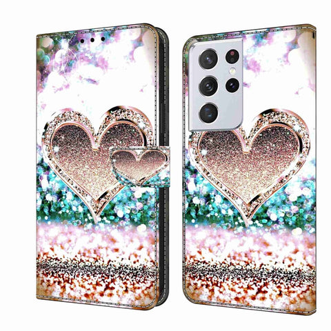 Crystal 3D Shockproof Protective Leather Phone Case, For Samsung Galaxy S21+, For Samsung Galaxy S21 Ultra