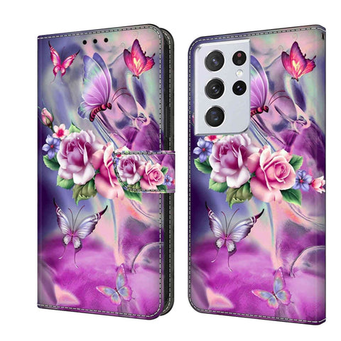 Crystal 3D Shockproof Protective Leather Phone Case, For Samsung Galaxy S21+, For Samsung Galaxy S21 Ultra