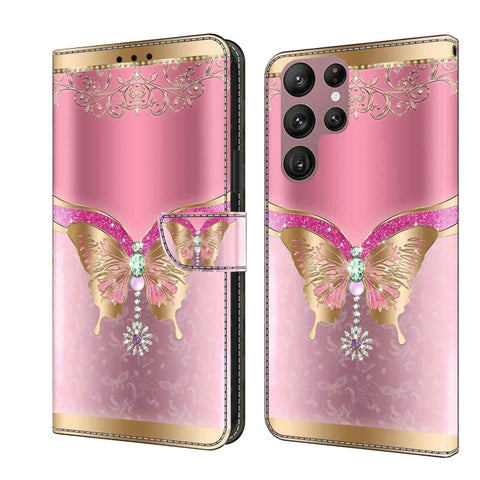 Crystal 3D Shockproof Protective Leather Phone Case, For Samsung Galaxy S22 Ultra, For Samsung Galaxy S22+