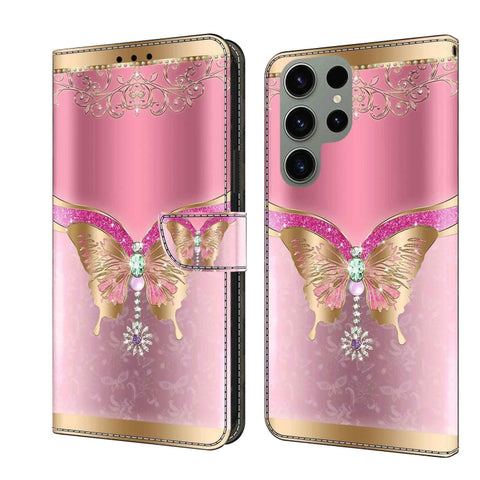 Crystal 3D Shockproof Protective Leather Phone Case, For Samsung Galaxy S23 Ultra, For Samsung Galaxy S23