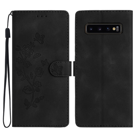 Flower Butterfly Embossing Pattern Leather Phone Case, For Samsung Galaxy A10 / M10, For Samsung Galaxy A20 / A30, For Samsung Galaxy A50, For Samsung Galaxy S10e, For Samsung Galaxy S10+, For Samsung Galaxy S10