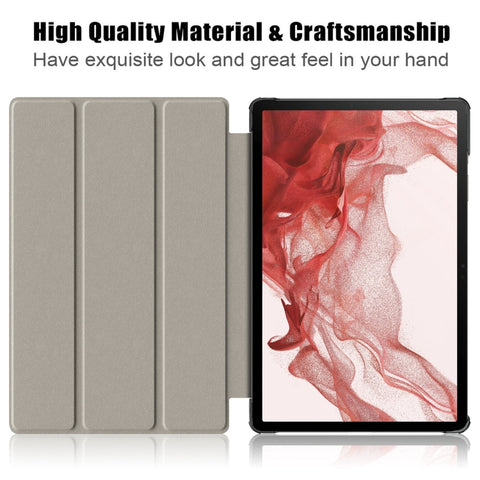 Custer Pure Color 3-Fold Holder Smart Leather Tablet Case, For Samsung Galaxy Tab S9+