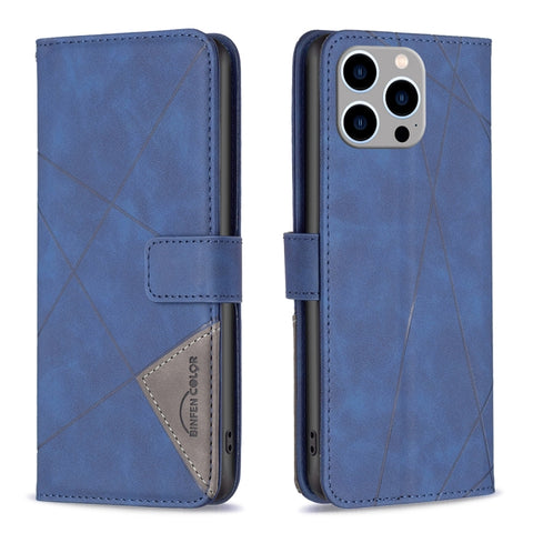 Magnetic Buckle Rhombus Texture Leather Phone Case, For iPhone 15 Pro Max, For iPhone 15 Pro, For iPhone 15 Plus, For iPhone 15