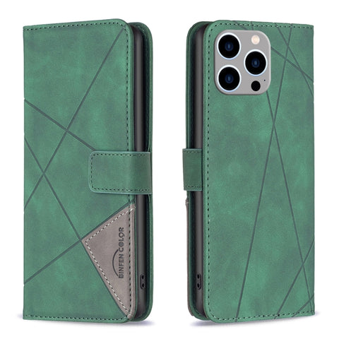 Magnetic Buckle Rhombus Texture Leather Phone Case, For iPhone 15 Pro Max, For iPhone 15 Pro, For iPhone 15 Plus, For iPhone 15