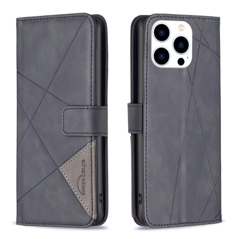Magnetic Buckle Rhombus Texture Leather Phone Case, For iPhone 15 Pro Max, For iPhone 15 Pro, For iPhone 15 Plus, For iPhone 15