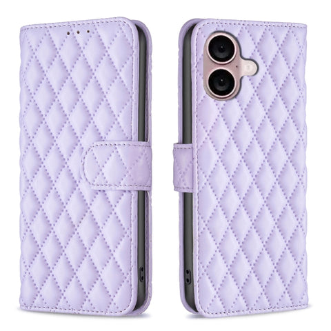 Diamond Lattice Wallet Flip Leather Phone Case, For iPhone 16, For iPhone 15 Pro Max, For iPhone 15 Pro, For iPhone 15 Plus, For iPhone 15
