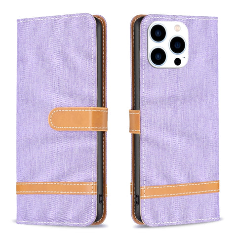 Color Block Denim Texture Leather Phone Case, For iPhone 15 Pro, For iPhone 15 Plus, For iPhone 15