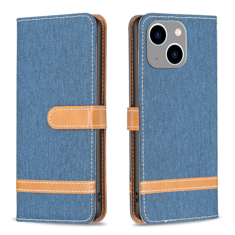 Color Block Denim Texture Leather Phone Case, For iPhone 15 Pro, For iPhone 15 Plus, For iPhone 15