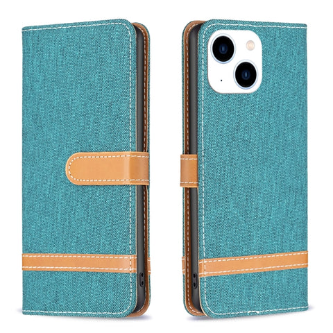Color Block Denim Texture Leather Phone Case, For iPhone 15 Pro, For iPhone 15 Plus, For iPhone 15