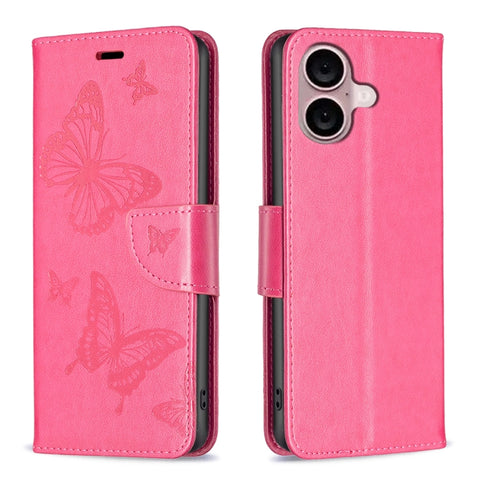 Embossing Two Butterflies Pattern Leather Phone Case, For iPhone 16 Pro Max, For iPhone 16 Pro, For iPhone 16 Plus, For iPhone 16, For iPhone 15 Pro Max, For iPhone 15 Pro, For iPhone 15 Plus, For iPhone 15