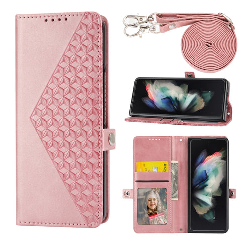 Cubic Grid Calf Texture Magnetic Leather Phone Case, For Samsung Galaxy Z Flip6 / Flip7 FE, For Samsung Galaxy Z Fold6, For Samsung Galaxy Z Fold5, For Samsung Galaxy Z Flip5