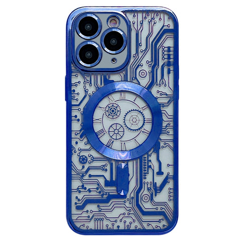 Electroplated Circuit Board Pattern MagSafe Phone Case, For iPhone 13, For iPhone 12, For iPhone 12 Pro Max, For iPhone 12 Pro, For iPhone 11 Pro Max, For iPhone 11