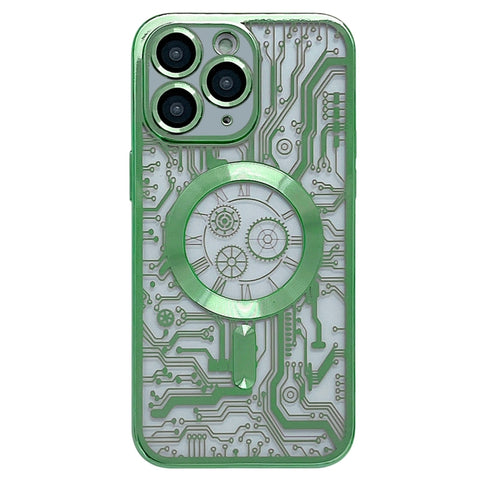 Electroplated Circuit Board Pattern MagSafe Phone Case, For iPhone 13, For iPhone 12, For iPhone 12 Pro Max, For iPhone 12 Pro, For iPhone 11 Pro Max, For iPhone 11