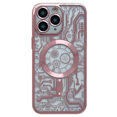 Electroplated Circuit Board Pattern MagSafe Phone Case, For iPhone 13, For iPhone 12, For iPhone 12 Pro Max, For iPhone 12 Pro, For iPhone 11 Pro Max, For iPhone 11