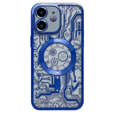 Electroplated Circuit Board Pattern MagSafe Phone Case, For iPhone 13, For iPhone 12, For iPhone 12 Pro Max, For iPhone 12 Pro, For iPhone 11 Pro Max, For iPhone 11