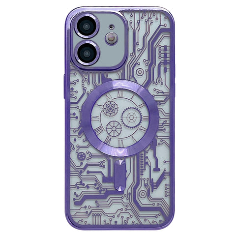 Electroplated Circuit Board Pattern MagSafe Phone Case, For iPhone 13, For iPhone 12, For iPhone 12 Pro Max, For iPhone 12 Pro, For iPhone 11 Pro Max, For iPhone 11