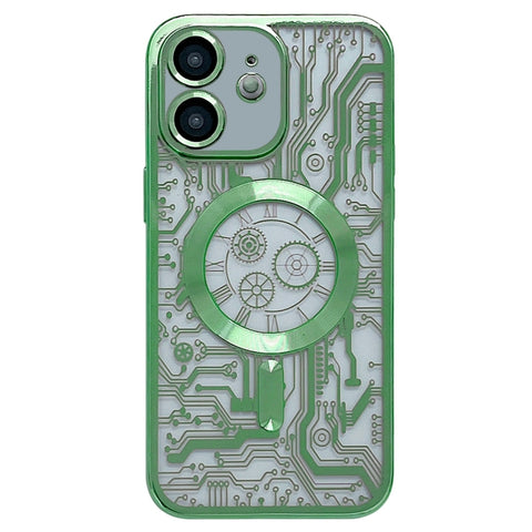 Electroplated Circuit Board Pattern MagSafe Phone Case, For iPhone 13, For iPhone 12, For iPhone 12 Pro Max, For iPhone 12 Pro, For iPhone 11 Pro Max, For iPhone 11