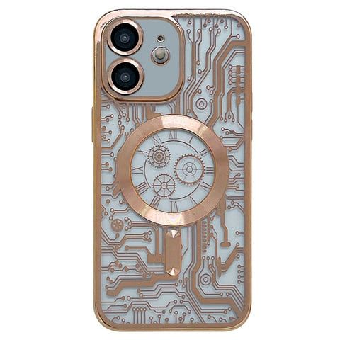 Electroplated Circuit Board Pattern MagSafe Phone Case, For iPhone 13, For iPhone 12, For iPhone 12 Pro Max, For iPhone 12 Pro, For iPhone 11 Pro Max, For iPhone 11