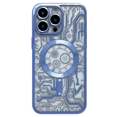 Electroplated Circuit Board Pattern MagSafe Phone Case, For iPhone 13, For iPhone 12, For iPhone 12 Pro Max, For iPhone 12 Pro, For iPhone 11 Pro Max, For iPhone 11