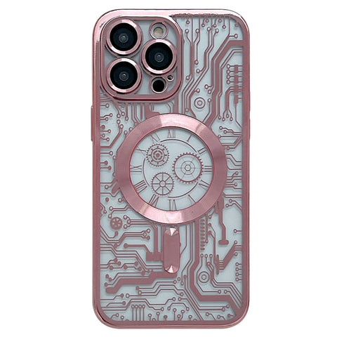 Electroplated Circuit Board Pattern MagSafe Phone Case, For iPhone 13, For iPhone 12, For iPhone 12 Pro Max, For iPhone 12 Pro, For iPhone 11 Pro Max, For iPhone 11