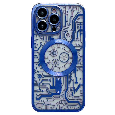 Electroplated Circuit Board Pattern MagSafe Phone Case, For iPhone 13, For iPhone 12, For iPhone 12 Pro Max, For iPhone 12 Pro, For iPhone 11 Pro Max, For iPhone 11