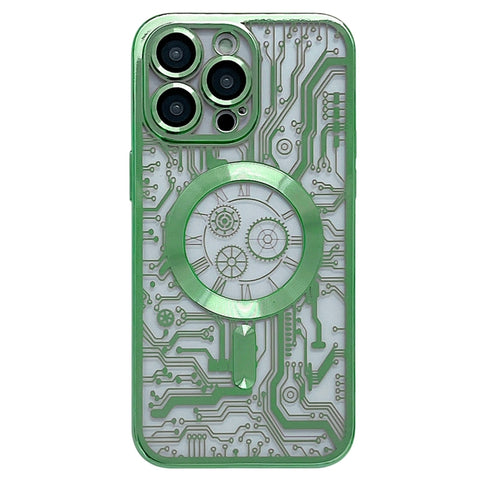 Electroplated Circuit Board Pattern MagSafe Phone Case, For iPhone 13, For iPhone 12, For iPhone 12 Pro Max, For iPhone 12 Pro, For iPhone 11 Pro Max, For iPhone 11
