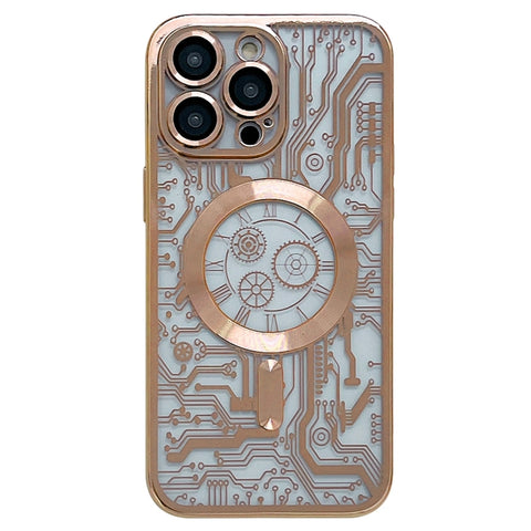 Electroplated Circuit Board Pattern MagSafe Phone Case, For iPhone 13, For iPhone 12, For iPhone 12 Pro Max, For iPhone 12 Pro, For iPhone 11 Pro Max, For iPhone 11