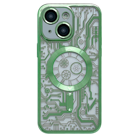 Electroplated Circuit Board Pattern MagSafe Phone Case, For iPhone 13, For iPhone 12, For iPhone 12 Pro Max, For iPhone 12 Pro, For iPhone 11 Pro Max, For iPhone 11